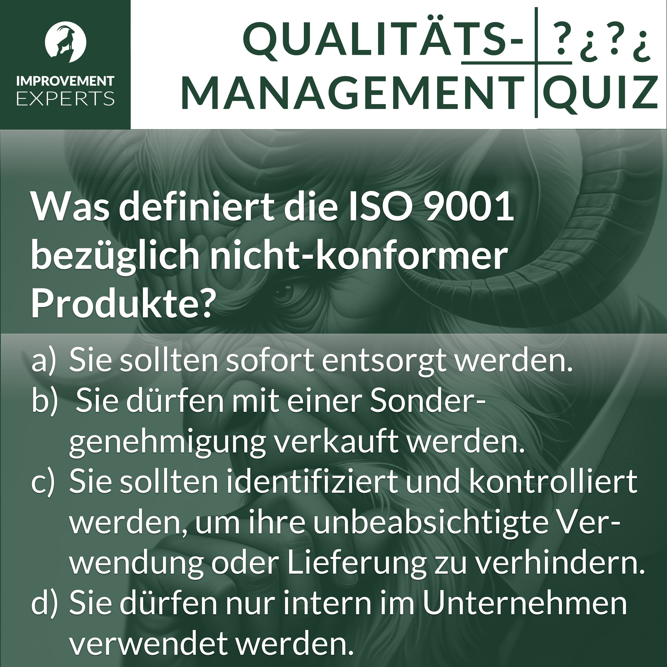 IE QM-Quiz zur ISO 9001 und dem Umgang mit nicht-konformen Produkten