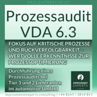 Prozessaudit VDA 6.3 – Fokus auf kritische Prozesse und Rückverfolgbarkeit, wertvolle Erkenntnisse zur Prozessoptimierung. Durchführung eines Prozessaudits bei Tier 1 und 2 Lieferanten im automotive Umfeld.