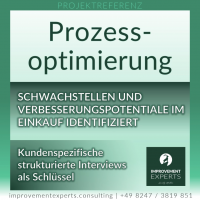 Prozessoptimierung – Schwachstellen und Verbesserungspotenziale im Einkauf identifiziert. Kundenspezifische strukturierte Interviews als Schlüssel.