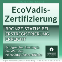 EcoVadis-Zertifizierung mit Bronze-Status bei der Erstregistrierung, Darstellung eines erfolgreichen Einstiegs in die Nachhaltigkeitszertifikate.